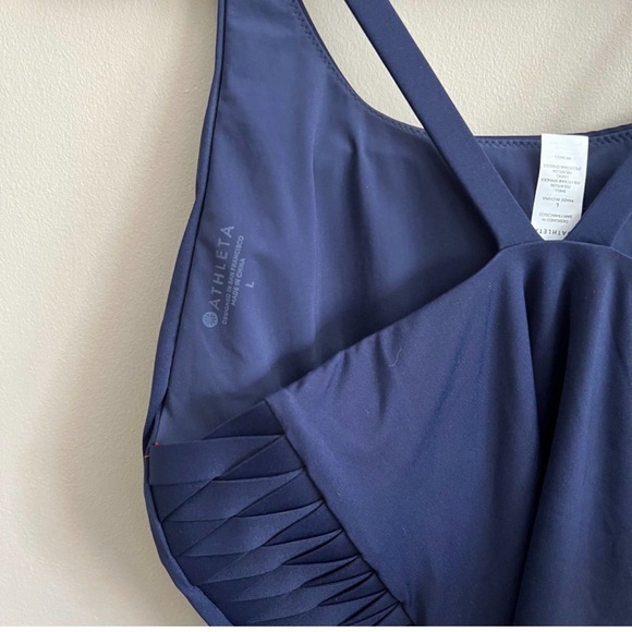 ATHLETA Adriata One Piece Swim in Navy Blue with Side Ruching Size Large casual - Picture 3 of 5